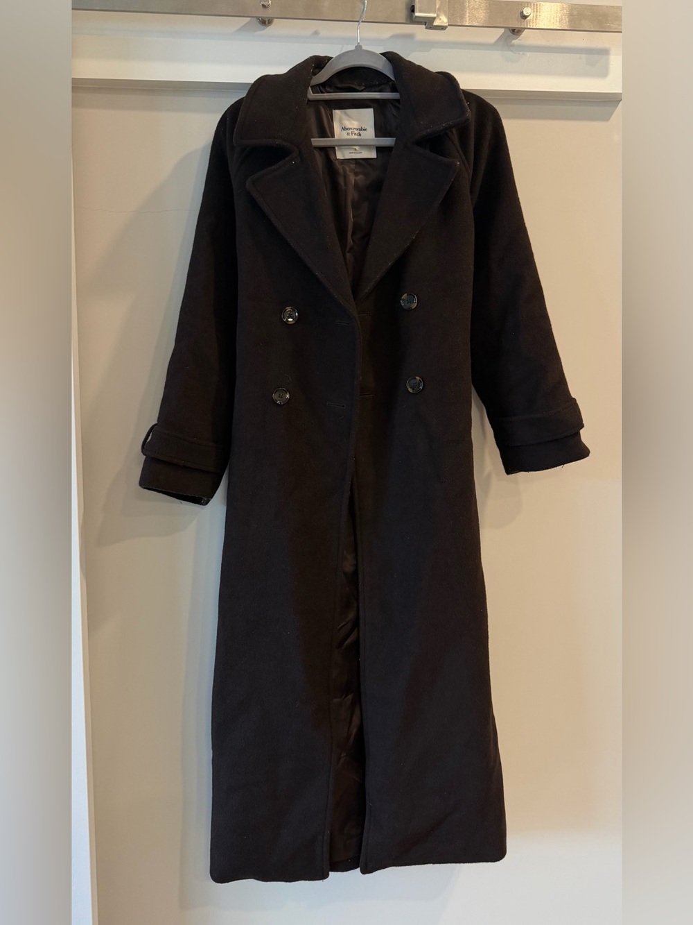 Abercrombie & Fitch Wool Blend Maxi Belted Coat Dark Brown Size S